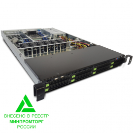 RP6108-PB25-4GL cерверная платформа 1U (БП 650 Вт, HS и резервирование, пассивный бэкплейн) российского производства на чипсете Intel C621